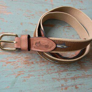 Worldwide Sportsman Leather Belt with Embroidered Swordfish SZ 40 Fishing USA